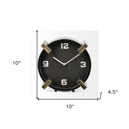 10" Black Stainless Steel Table Clock