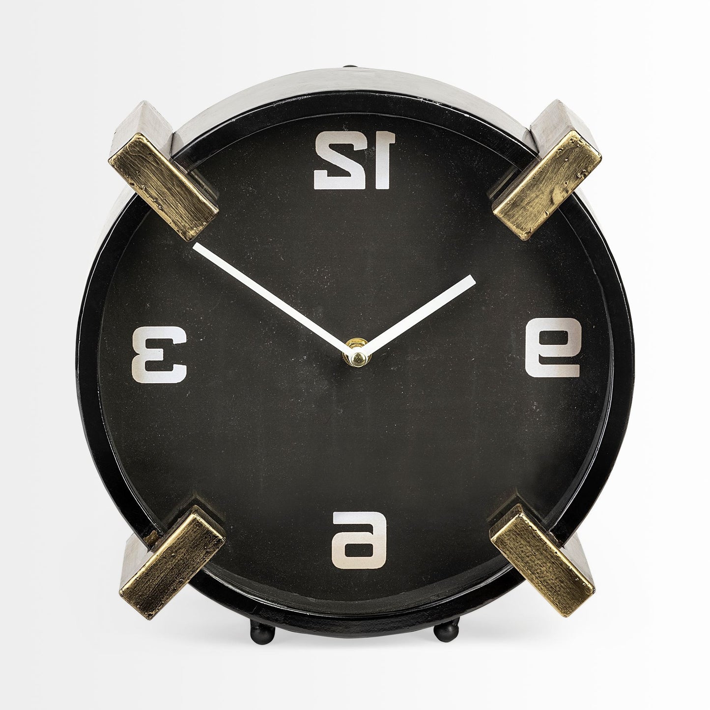 10" Black Stainless Steel Table Clock