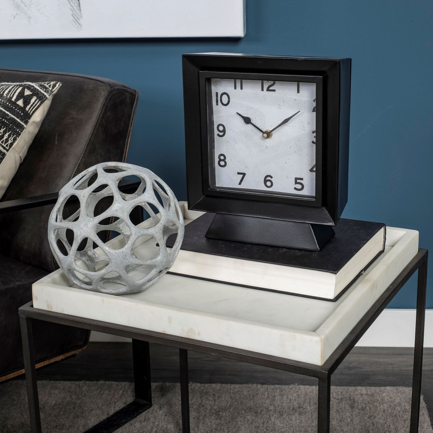 11" Black Fabric Table Clock