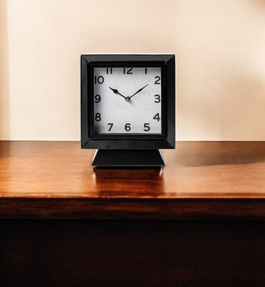 11" Black Fabric Table Clock