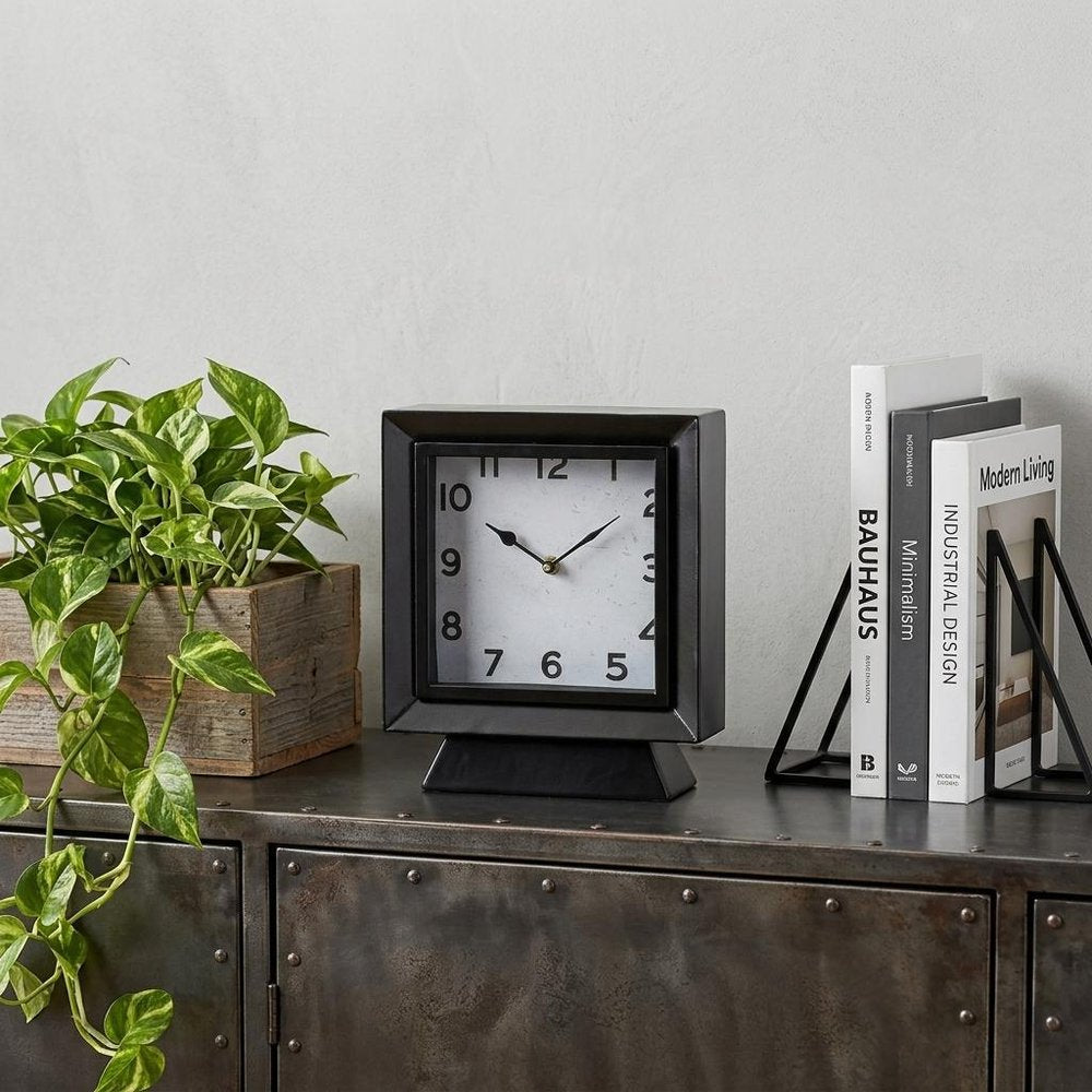 11" Black Fabric Table Clock