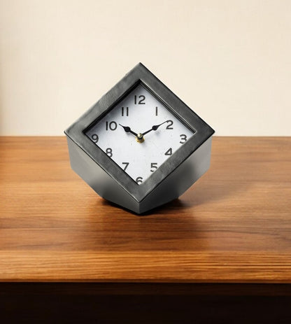 8" Black Ceramic Table Clock