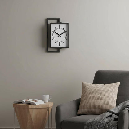Rectangular Large Black Industrial Style Wall Clock