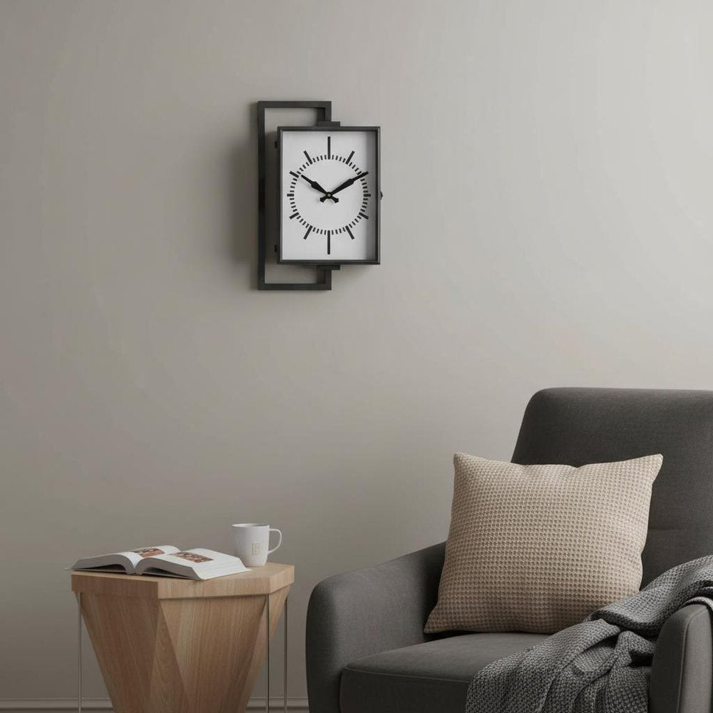 Rectangular Large Black Industrial Style Wall Clock