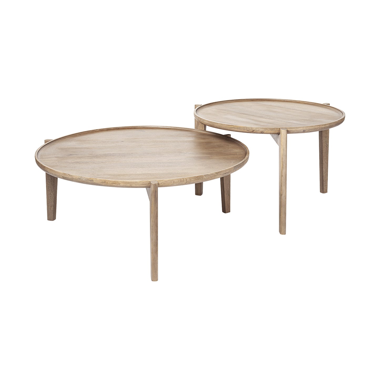 40" Brown Solid Wood Round Nested Coffee Tables