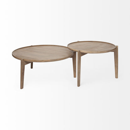 40" Brown Solid Wood Round Nested Coffee Tables