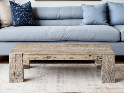 48" Natural Wood Distressed Coffee Table