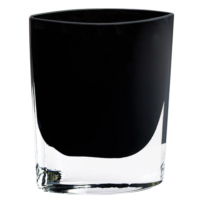 8 Mouth Blown Crystal European Made Lead Free Jet Black Pocket Shaped Vase