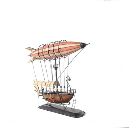12" Pink And Orange Metal Hand Painted Model Airplane