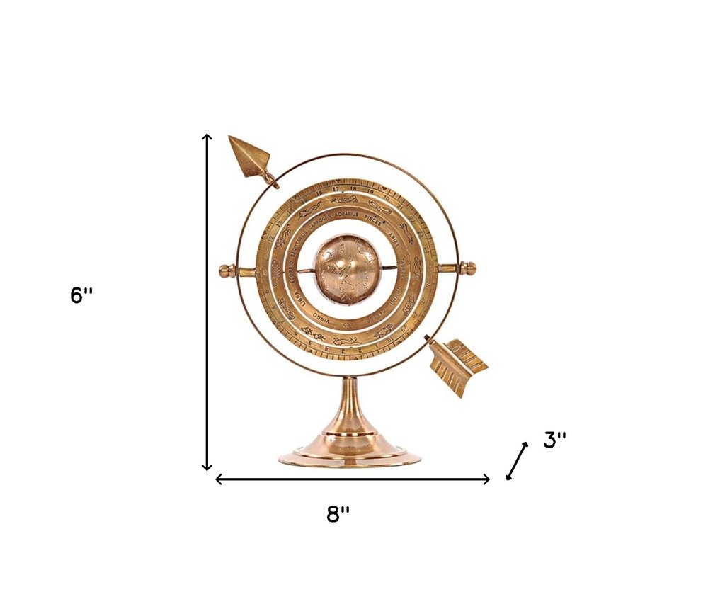 8" Bronze Metal Armillary Sphere Tabletop Sculpture