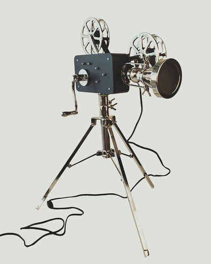 36" Black And Silver Tripod Floor Lamp With Metal Novelty Shade