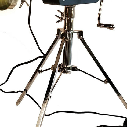 36" Black And Silver Tripod Floor Lamp With Metal Novelty Shade