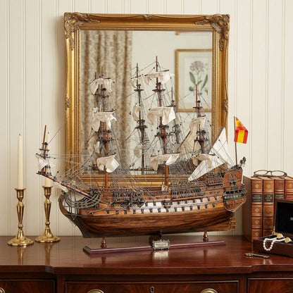 Sailboat Model With Chrome And Brass Fittings