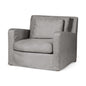38" Gray and Brown Linen Arm Chair