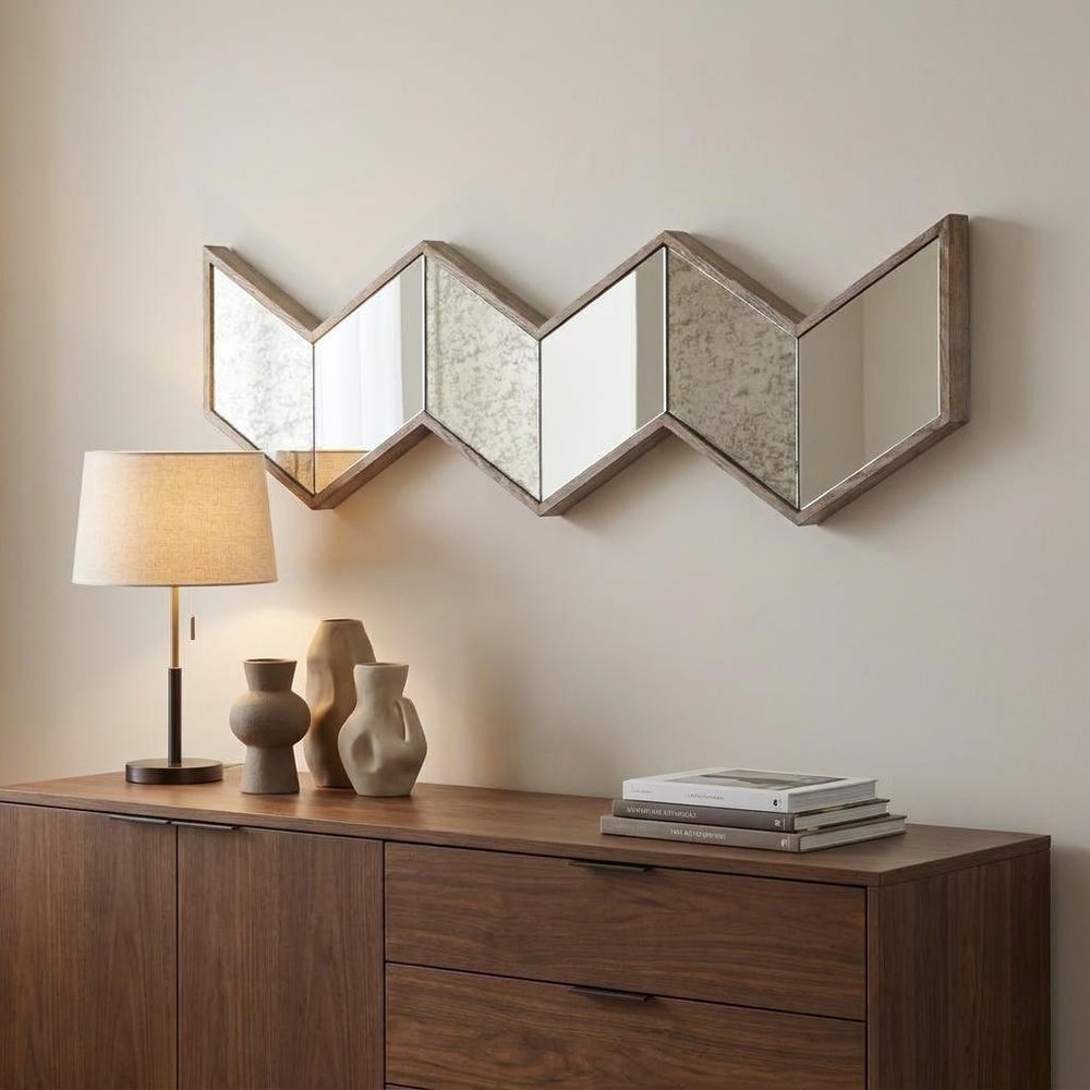 14" Natural Novelty Wood Framed Accent Mirror