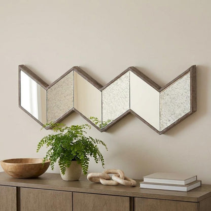 12" Natural Novelty Wood Framed Accent Mirror