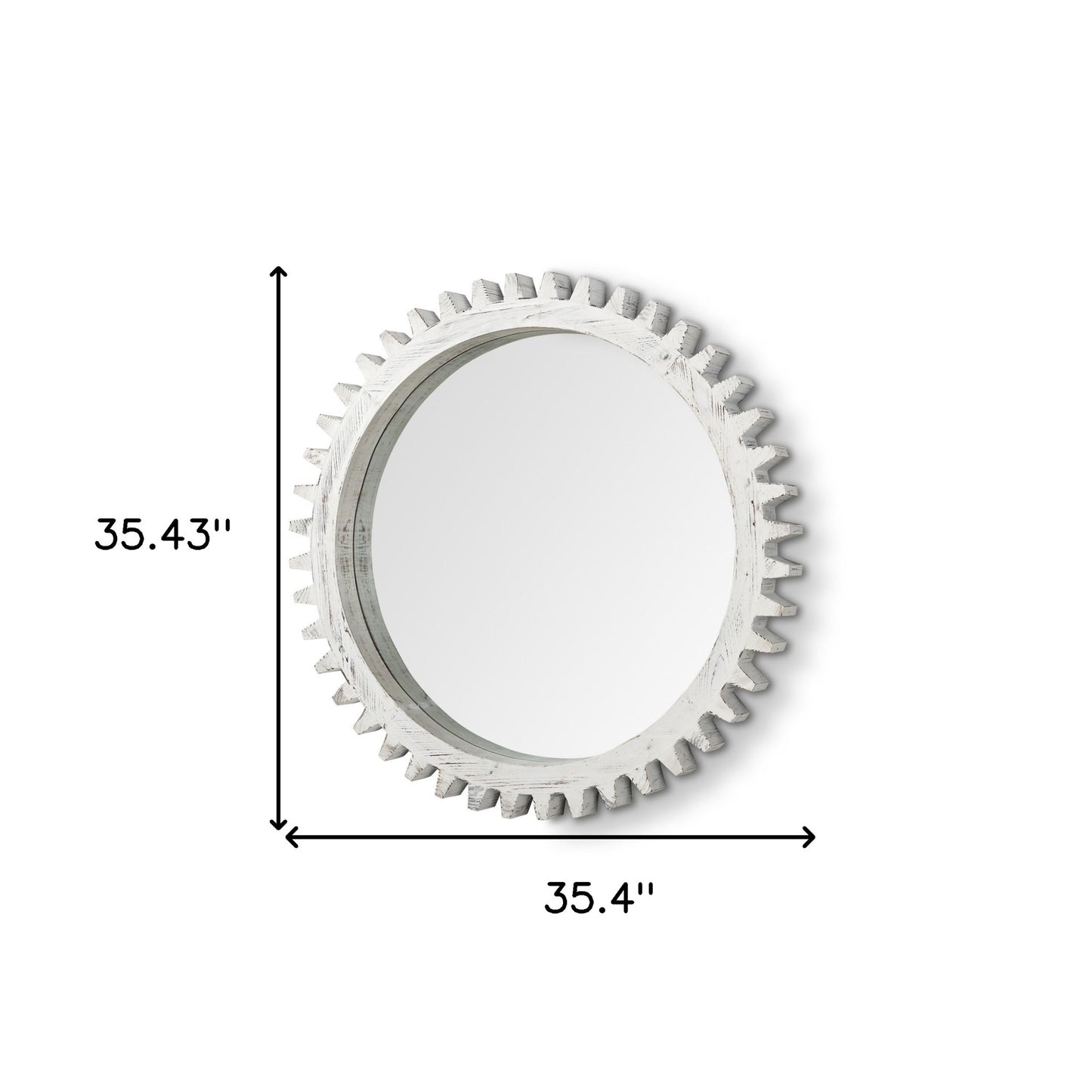 35" White Abstract Framed Accent Mirror