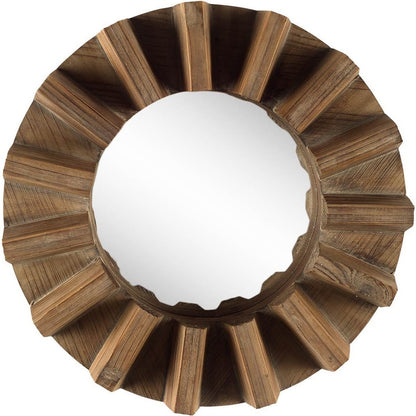 Sprocket 17" Round Walnut Finish Frame Wall Mirror