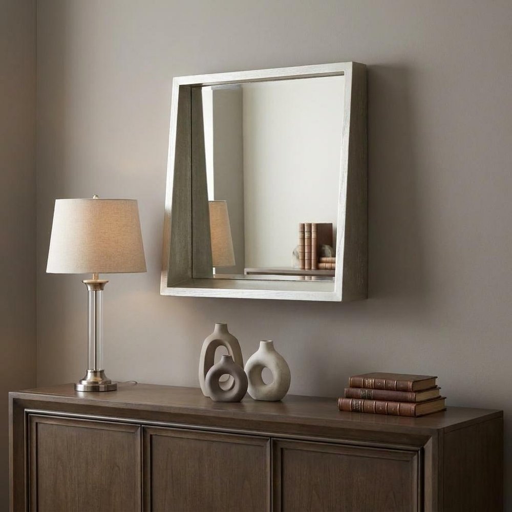 14" Champagne Solid Wood Framed Accent Mirror
