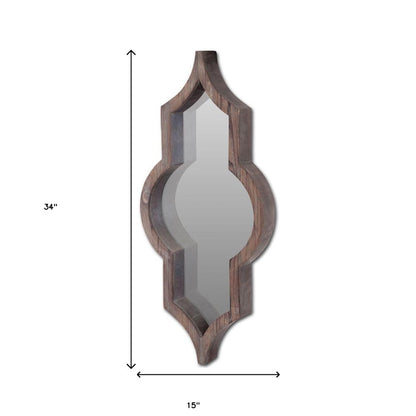 34" Dark Brown Novelty Framed Accent Mirror