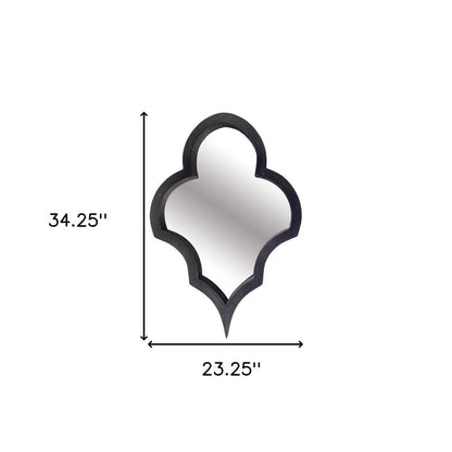 34" Black Wood Abstract Framed Accent Mirror