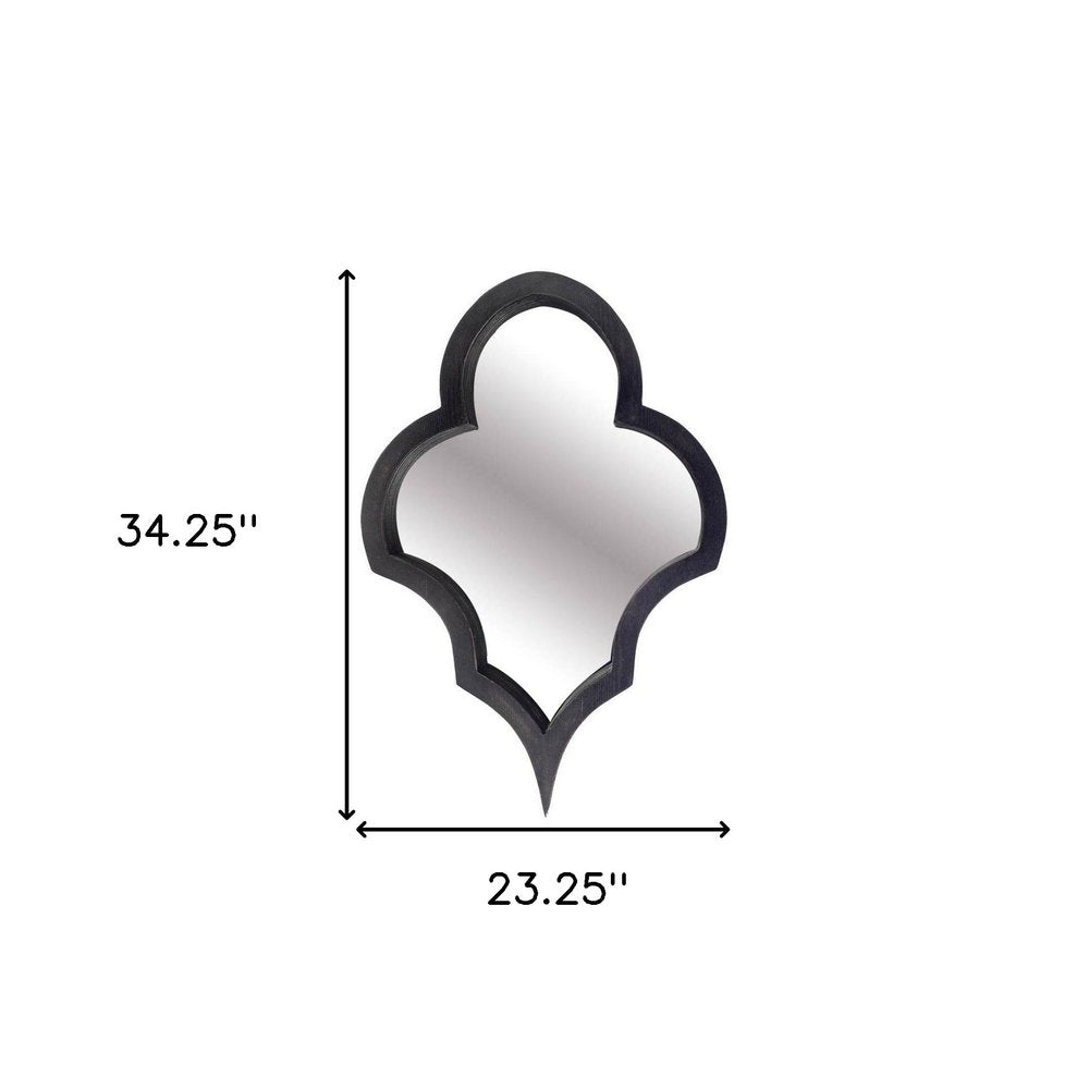 34" Black Wood Abstract Framed Accent Mirror