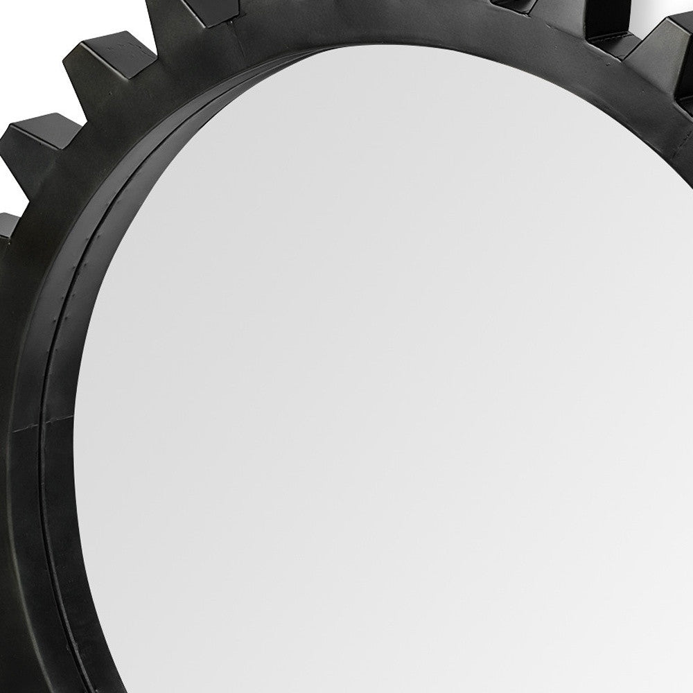 37" Round Black Metal Frame Wall Mirror