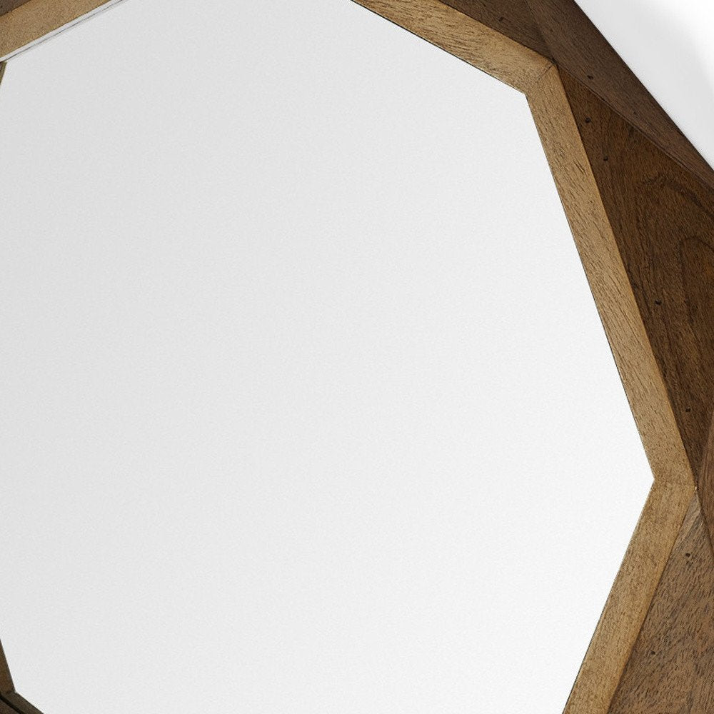 32" Brown Solid Wood Octagon Framed
