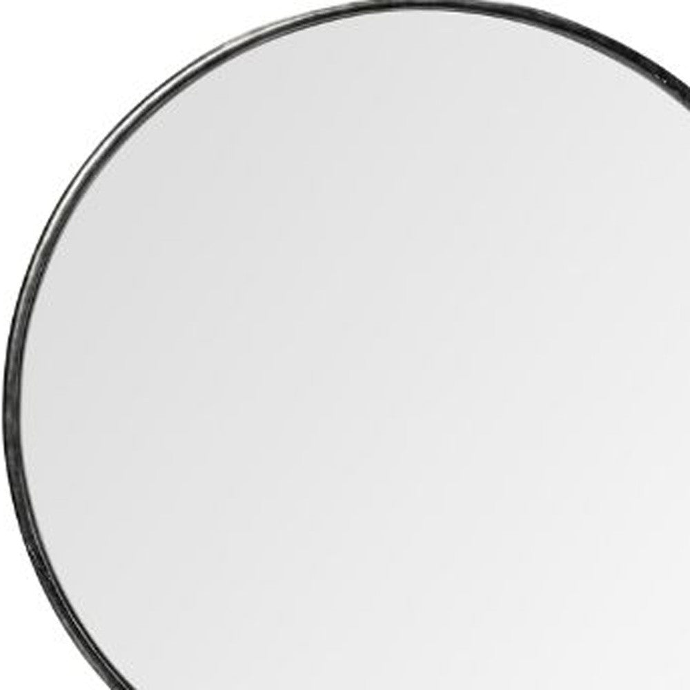 47" Round Black Metal Frame Wall Mirror