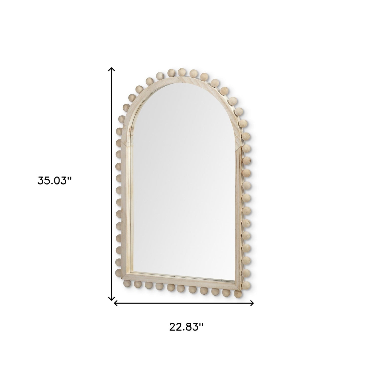 35" Natural Arch Wood Framed Accent Mirror