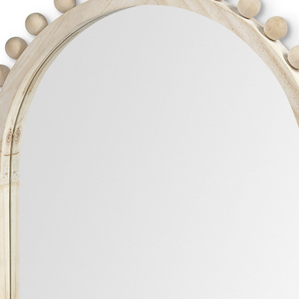 35" Natural Arch Wood Framed Accent Mirror