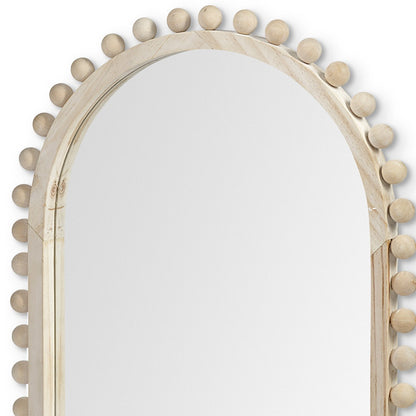 35" Natural Arch Wood Framed Accent Mirror