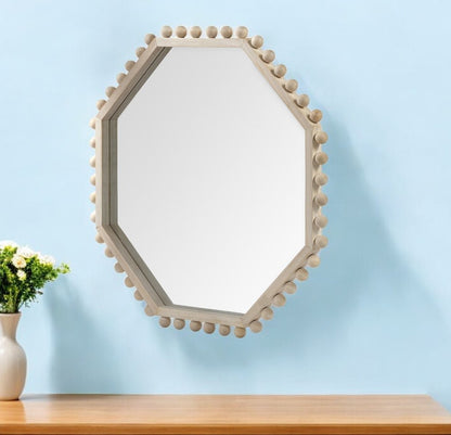 33" Natural Octagon Wood Framed Accent Mirror