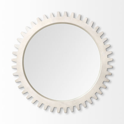 36" White Abstract Framed Accent Mirror