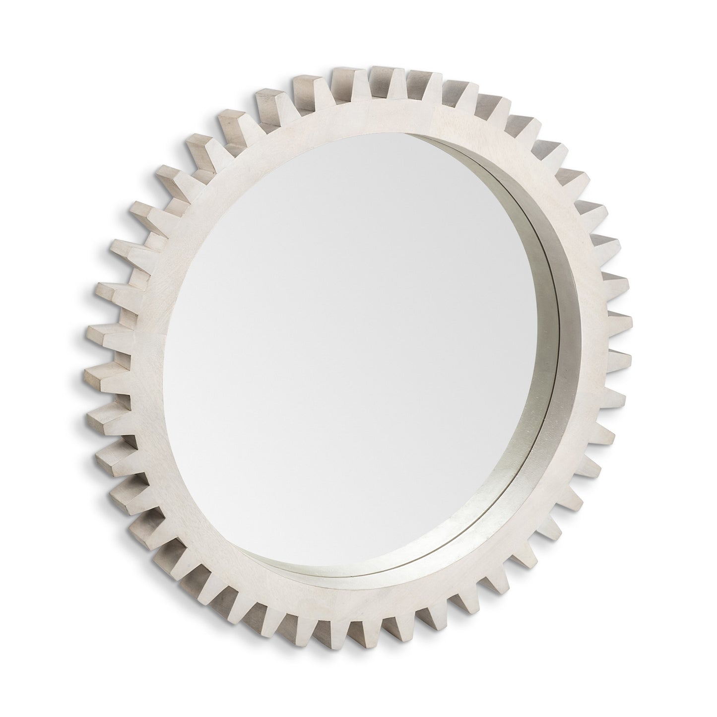 36" White Abstract Framed Accent Mirror