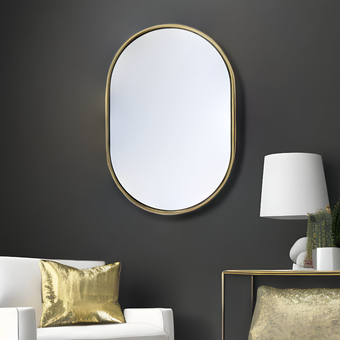 Gold Oval Accent Metal Mirror