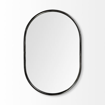 36" Black Oval Metal Framed Accent Mirror