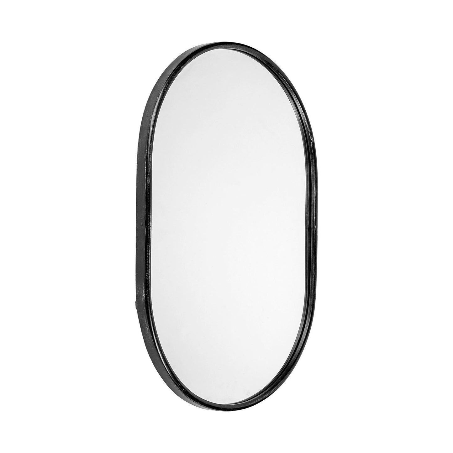 36" Black Oval Metal Framed Accent Mirror