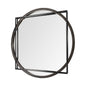 46" Round on Square Black Wood And Metal Frame Wall Mirror