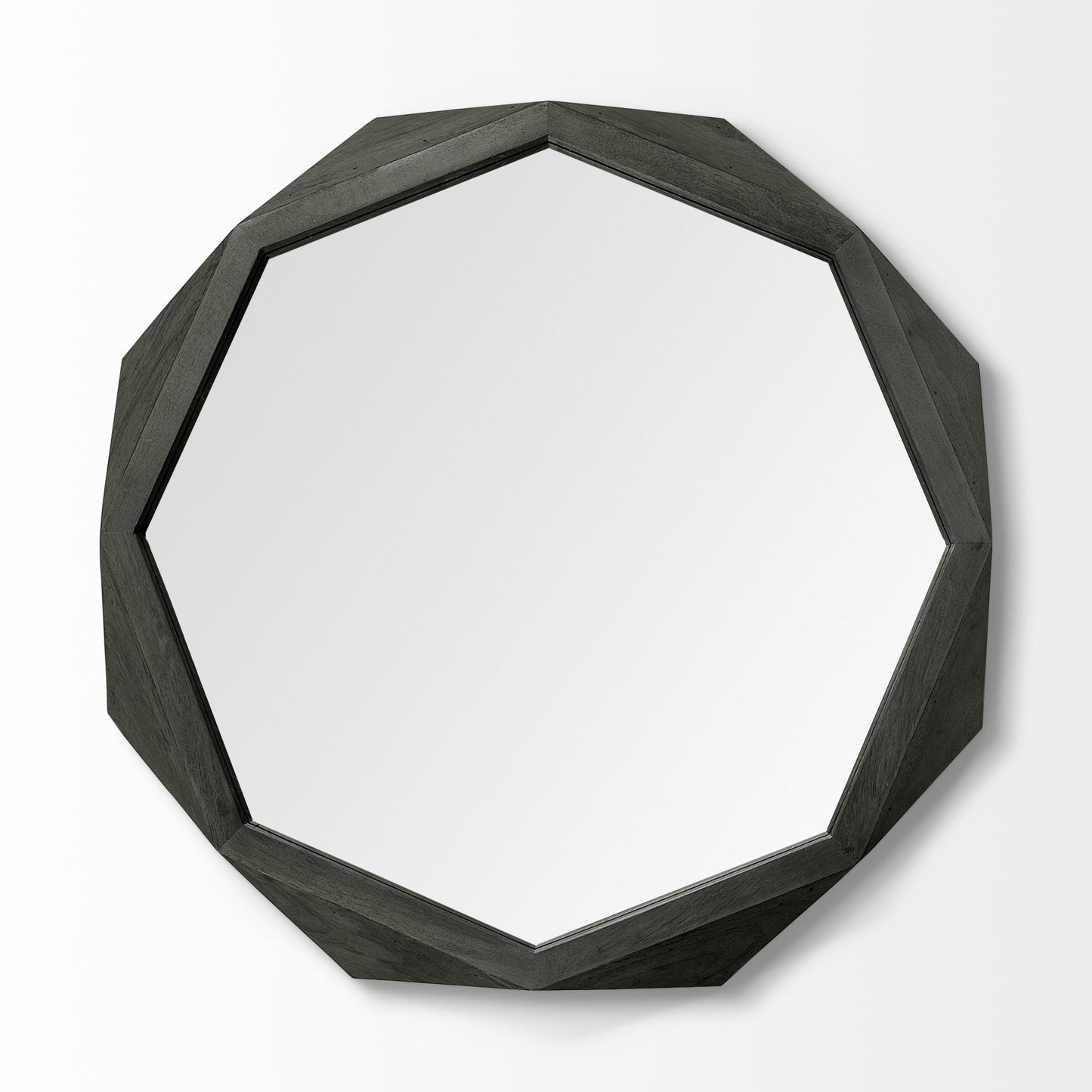41" Black Solid Wood Octagon Framed Accent Mirror