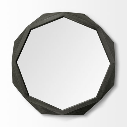 41" Black Solid Wood Octagon Framed Accent Mirror