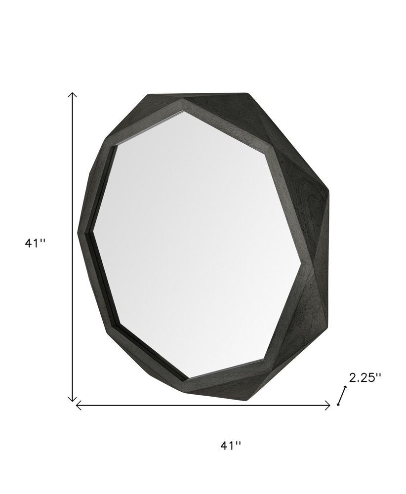41" Black Solid Wood Octagon Framed Accent Mirror
