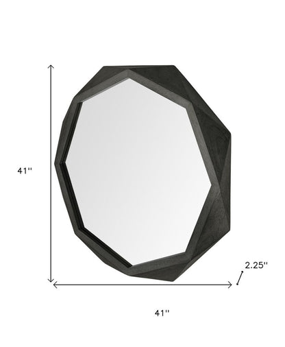 41" Black Solid Wood Octagon Framed Accent Mirror