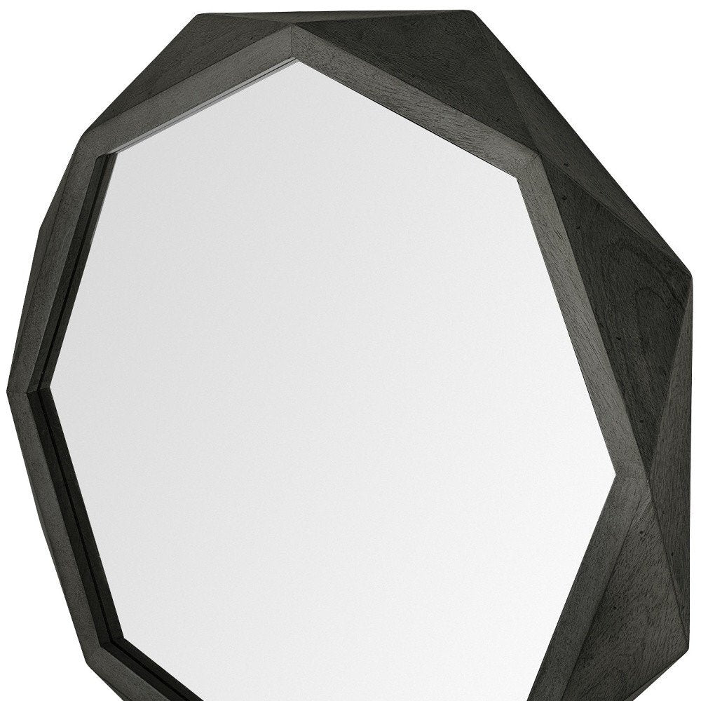 41" Black Solid Wood Octagon Framed Accent Mirror
