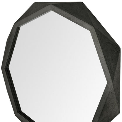 41" Black Solid Wood Octagon Framed Accent Mirror