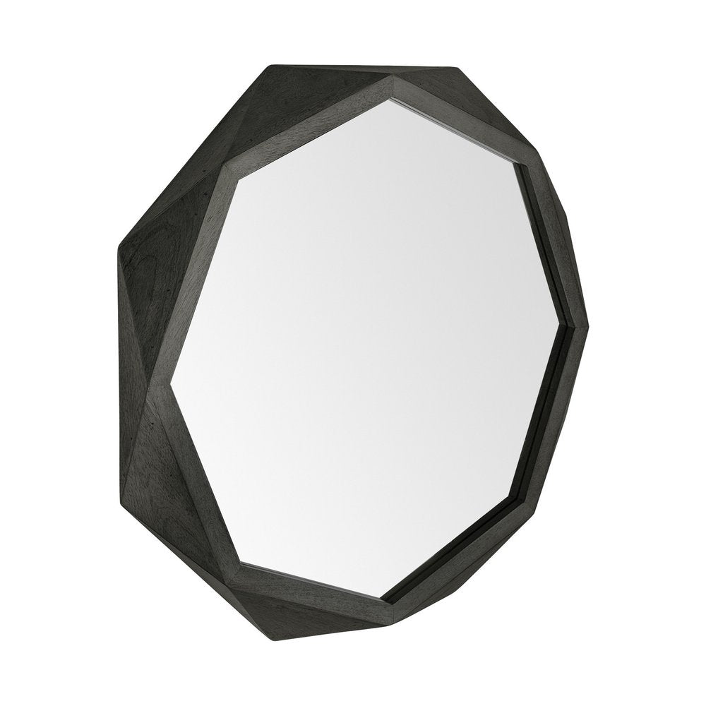 41" Black Solid Wood Octagon Framed Accent Mirror