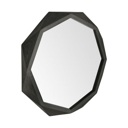41" Black Solid Wood Octagon Framed Accent Mirror