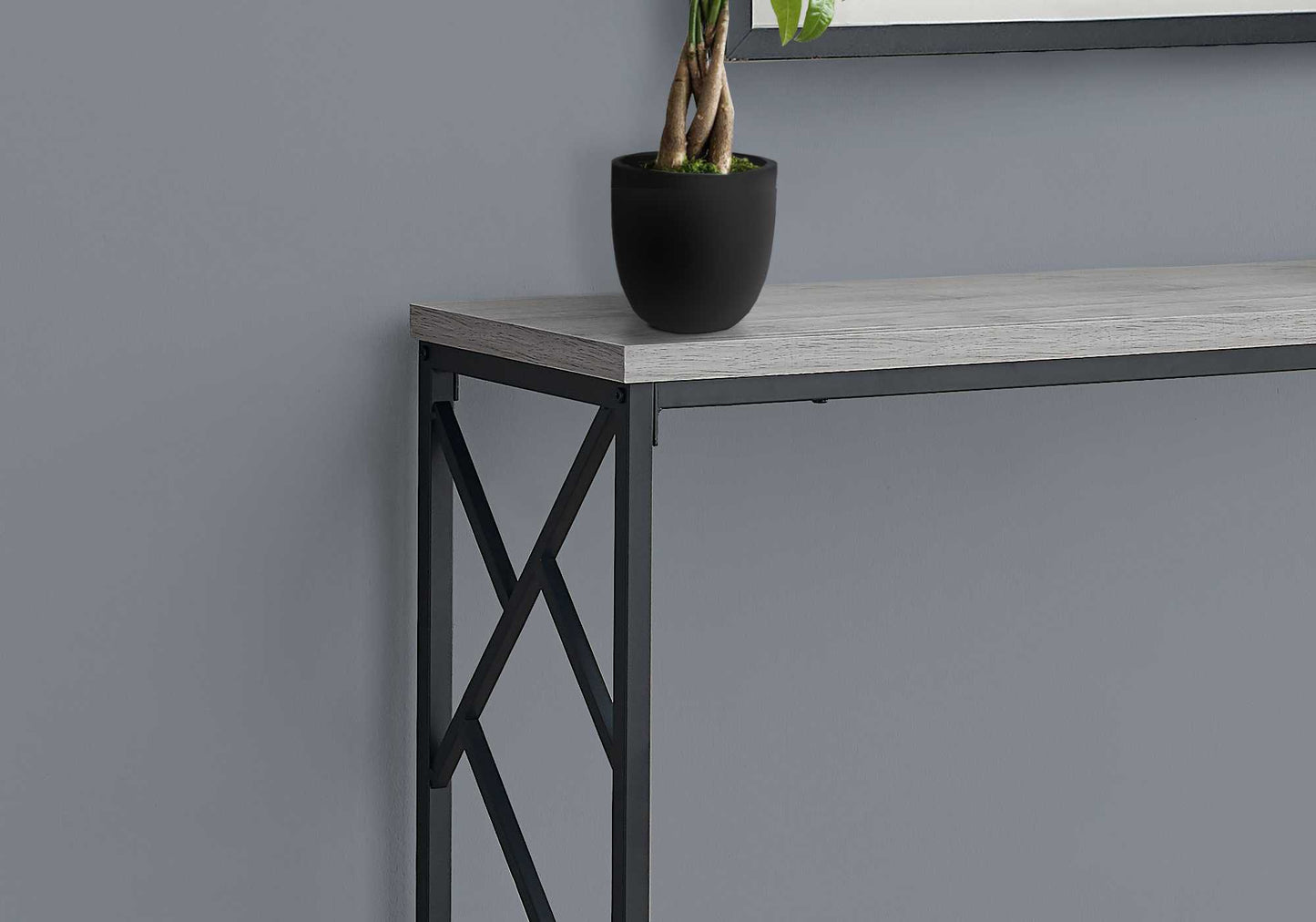 44" Gray and Black Frame Console Table