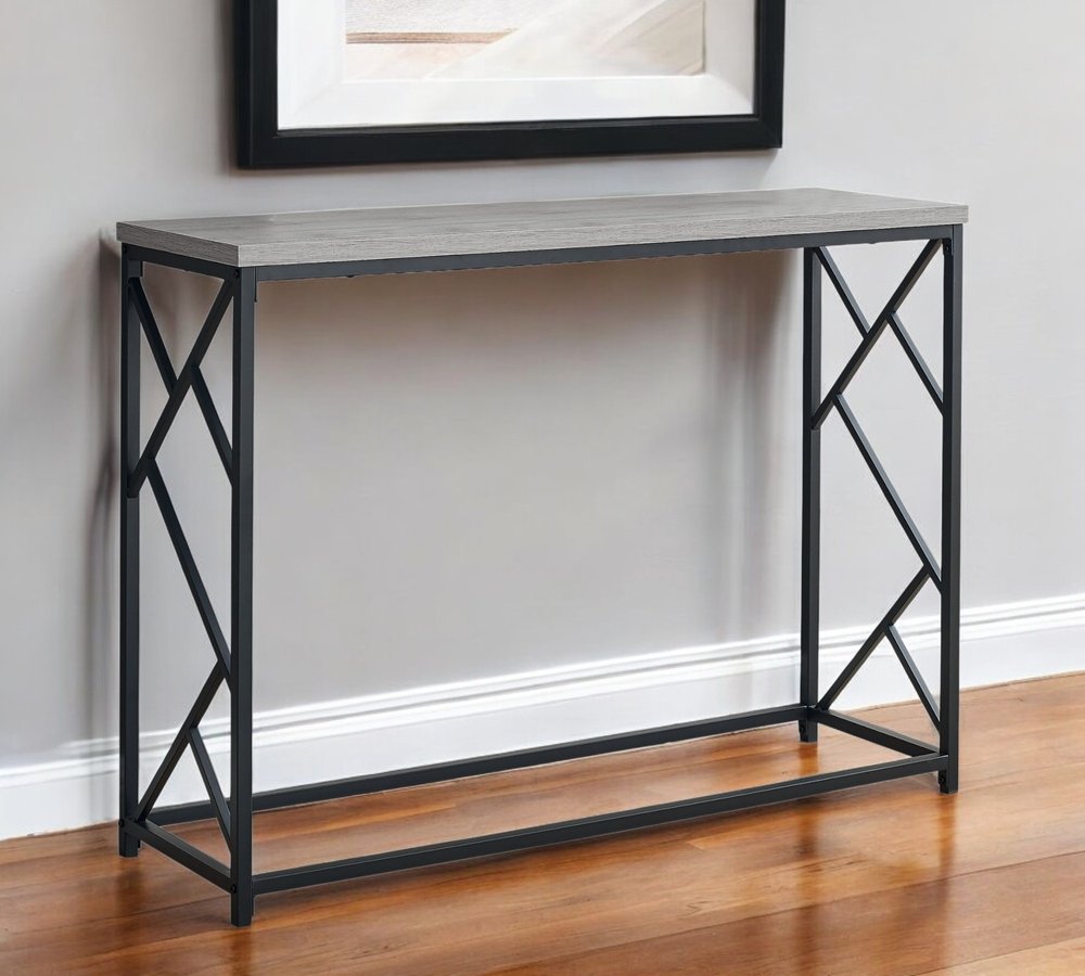 44" Gray and Black Frame Console Table