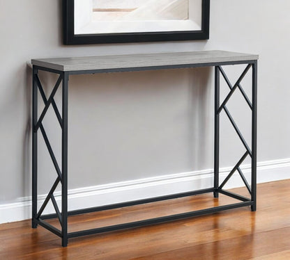 44" Gray and Black Frame Console Table
